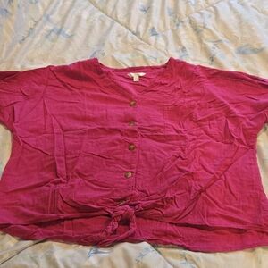 Time and Tru Fuchsia Button-Down Shirt